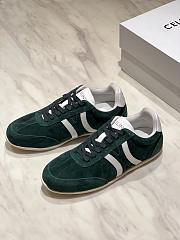 Celine Jogger Low Lace Up Sneaker In Calfskin & Suede Green - 3