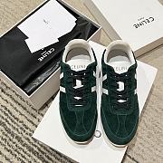 Celine Jogger Low Lace Up Sneaker In Calfskin & Suede Green - 2