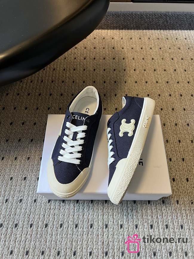 Celine Alan Sneaker With Triomphe In Canvas Navy  - 1