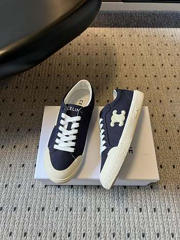 Celine Alan Sneaker With Triomphe In Canvas Navy 