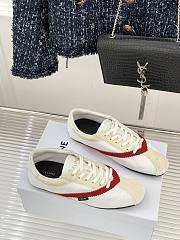 Celine The Flat Sneaker In Gros Grain, Velvet, Suede Goatskin And Lambskin White/Red - 2