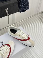Celine The Flat Sneaker In Gros Grain, Velvet, Suede Goatskin And Lambskin White/Red - 3
