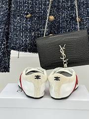 Celine The Flat Sneaker In Gros Grain, Velvet, Suede Goatskin And Lambskin White/Red - 4