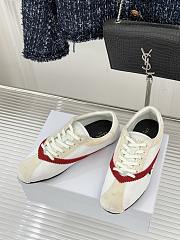 Celine The Flat Sneaker In Gros Grain, Velvet, Suede Goatskin And Lambskin White/Red - 6