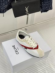 Celine The Flat Sneaker In Gros Grain, Velvet, Suede Goatskin And Lambskin White/Red - 1