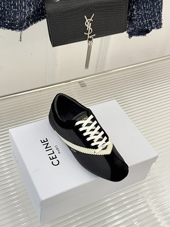 Celine The Flat Sneaker In Gros Grain, Velvet, Suede Goatskin And Lambskin Black/White