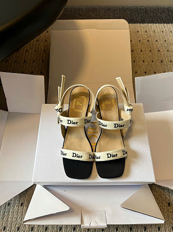 Dior Sandal with J'Adior Straps Black Embroidered Cotton 3.5cm