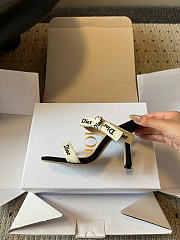 Dior Heeled Sandal with J'Adior Straps Black Embroidered Cotton 10cm - 6