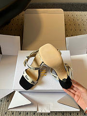 Dior Heeled Sandal with J'Adior Straps Black Embroidered Cotton 10cm - 5