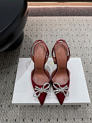 Amina Muaddi Rosie Slingback Satin Burgundy 9.5cm - 1