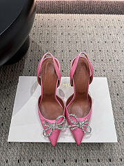Amina Muaddi Rosie Slingback Satin Pink 9.5cm - 1