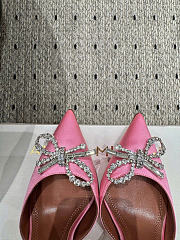 Amina Muaddi Rosie Slingback Satin Pink 9.5cm - 3
