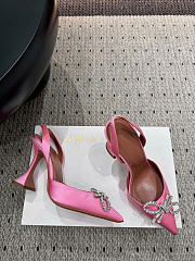 Amina Muaddi Rosie Slingback Satin Pink 9.5cm - 2
