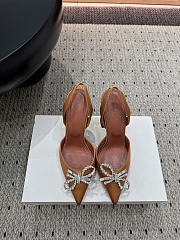 Amina Muaddi Rosie Slingback Satin Mocha 9.5cm - 1