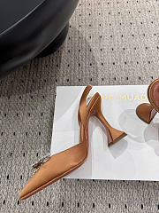 Amina Muaddi Rosie Slingback Satin Mocha 9.5cm - 5