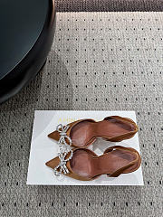 Amina Muaddi Rosie Slingback Satin Mocha 9.5cm - 3