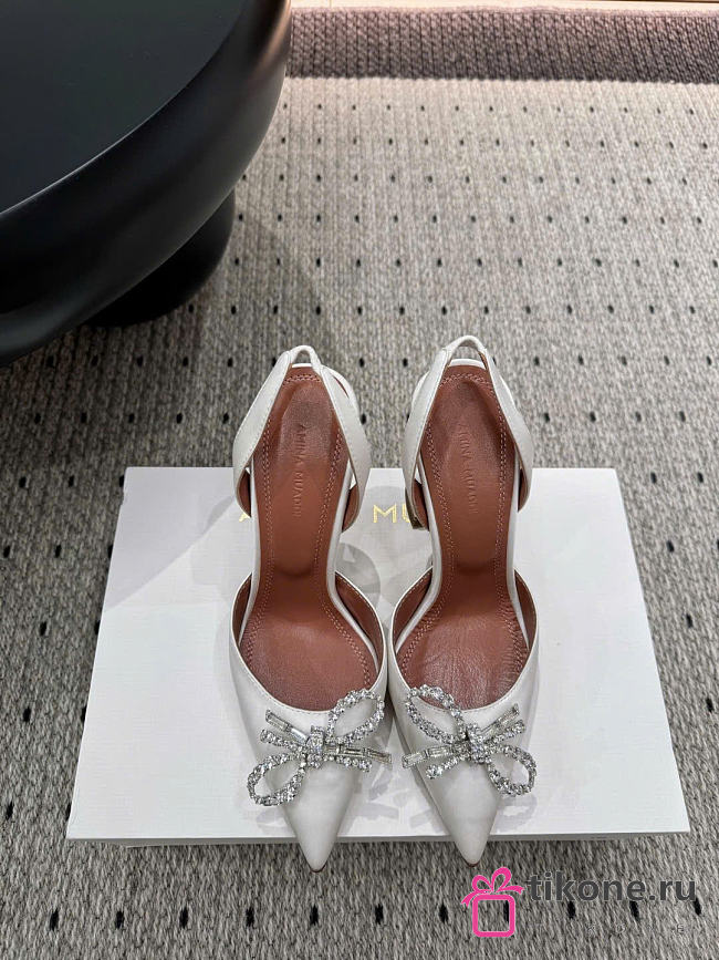 Amina Muaddi Rosie Slingback Satin White 9.5cm - 1