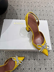 Amina Muaddi Rosie Slingback Satin Yellow 9.5cm - 5