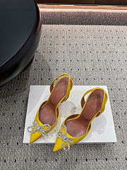 Amina Muaddi Rosie Slingback Satin Yellow 9.5cm - 4