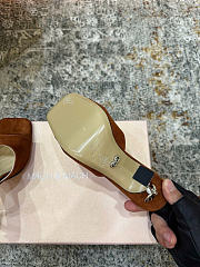 Mach&Mach Puffy Heart Ring Square Toe Mules 95mm Suede Brown  - 2