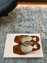 Mach&Mach Puffy Heart Ring Square Toe Mules 95mm Suede Brown  - 5