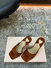 Mach&Mach Puffy Heart Ring Square Toe Mules 95mm Suede Brown  - 6