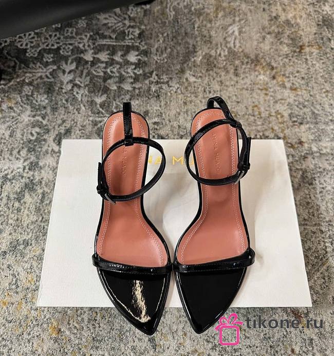 Amina Muaddi Bruna Sandal 95 Black Patent - 1