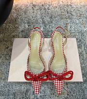 Mach&Mach Double Bow Red Gingham Slingback 65mm Red  - 1