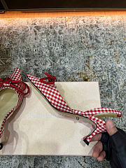 Mach&Mach Double Bow Red Gingham Slingback 65mm Red  - 3