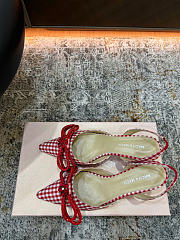 Mach&Mach Double Bow Red Gingham Slingback 65mm Red  - 5