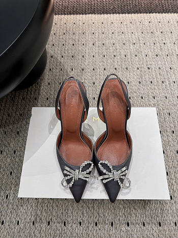 Amina Muaddi Rosie Slingback Satin Gray 9.5cm