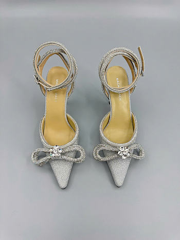 Mach&Mach Double Bow Glitter Pumps 100mm Silver 