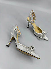 Mach&Mach Double Bow Glitter Pumps 100mm Silver  - 5