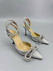 Mach&Mach Double Bow Glitter Pumps 100mm Silver  - 4