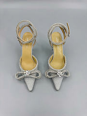 Mach&Mach Double Bow Glitter Pumps 100mm Silver  - 3