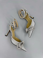 Mach&Mach Double Bow Glitter Pumps 100mm Silver  - 2