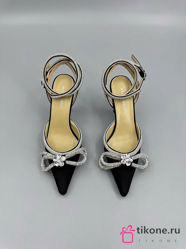 Mach&Mach Double Bow Satin Pumps 100mm Black - 1