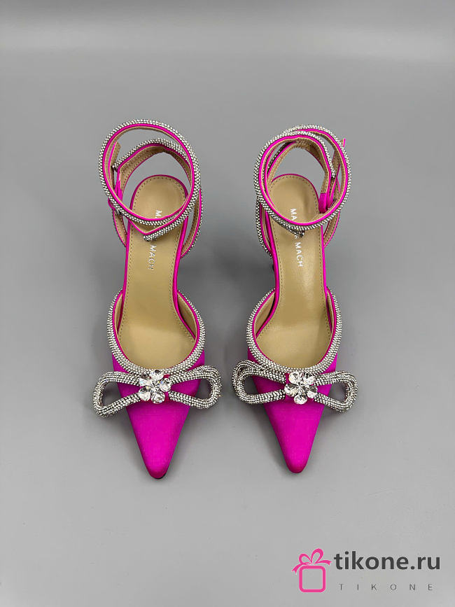 Mach&Mach Double Bow Satin Pumps 100mm Fuchsia - 1