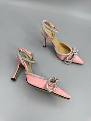 Mach&Mach Double Bow Satin Pumps 100mm Light Pink - 5