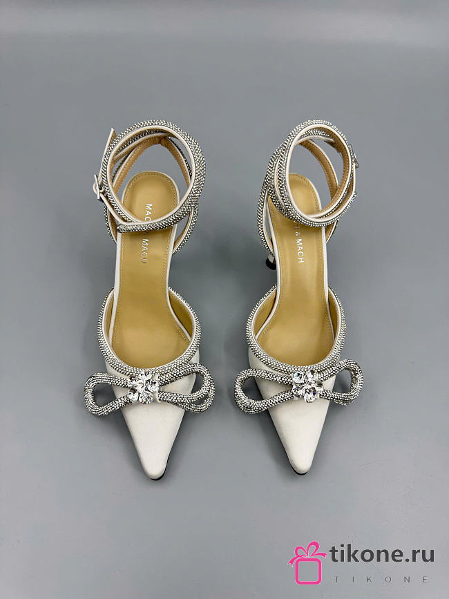 Mach&Mach Double Bow Satin Pumps 100mm White - 1