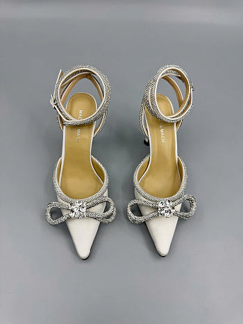 Mach&Mach Double Bow Satin Pumps 100mm White