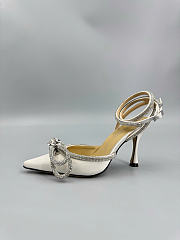 Mach&Mach Double Bow Satin Pumps 100mm White - 6