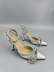 Mach&Mach Double Bow Satin Pumps 100mm White - 3