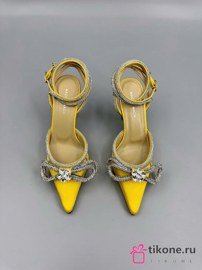 Mach&Mach Double Bow Satin Pumps 100mm Yellow - 1