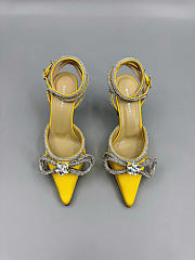 Mach&Mach Double Bow Satin Pumps 100mm Yellow - 1