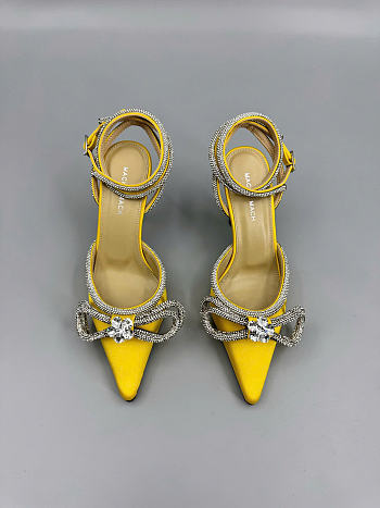 Mach&Mach Double Bow Satin Pumps 100mm Yellow