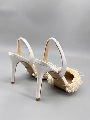 Mach&Mach Floating Pearl Slingbacks Satin White 85mm - 5