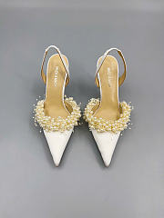 Mach&Mach Floating Pearl Slingbacks Satin White 85mm - 4