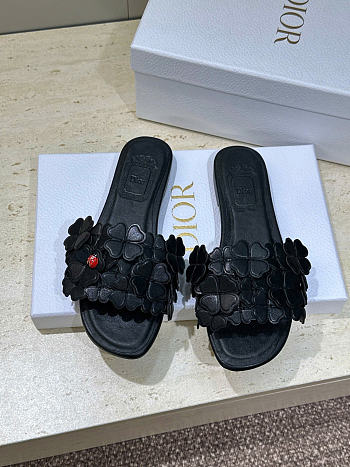 Dior Bloom Slide Black Dior Clover Embroidered Lambskin