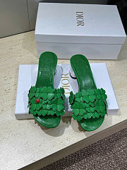 Dior Bloom Heeled Slide Green Dior Clover Embroidered Lambskin - 6